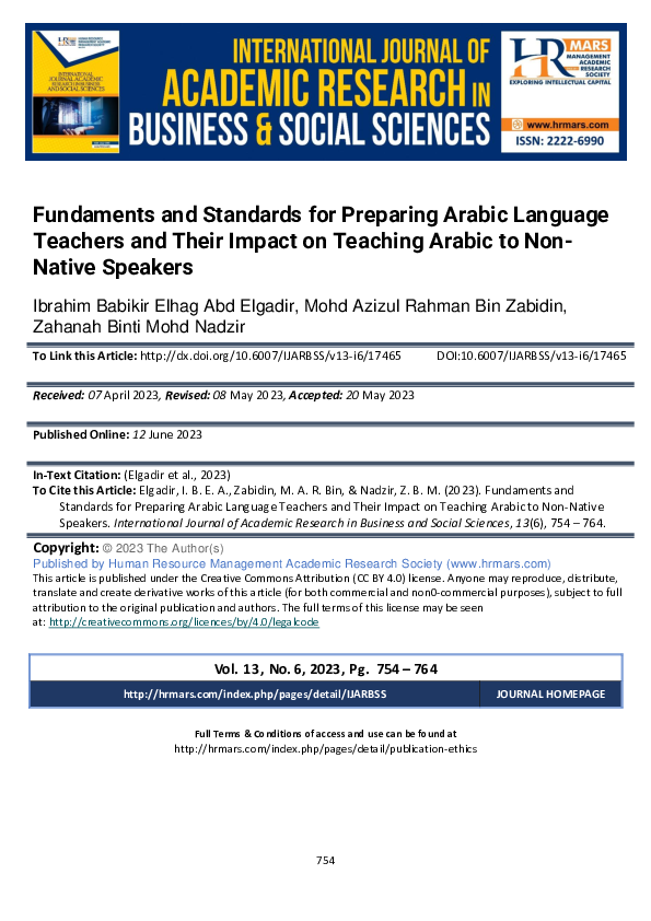(PDF) Fundaments and Standards for Preparing Arabic Language Teachers ...