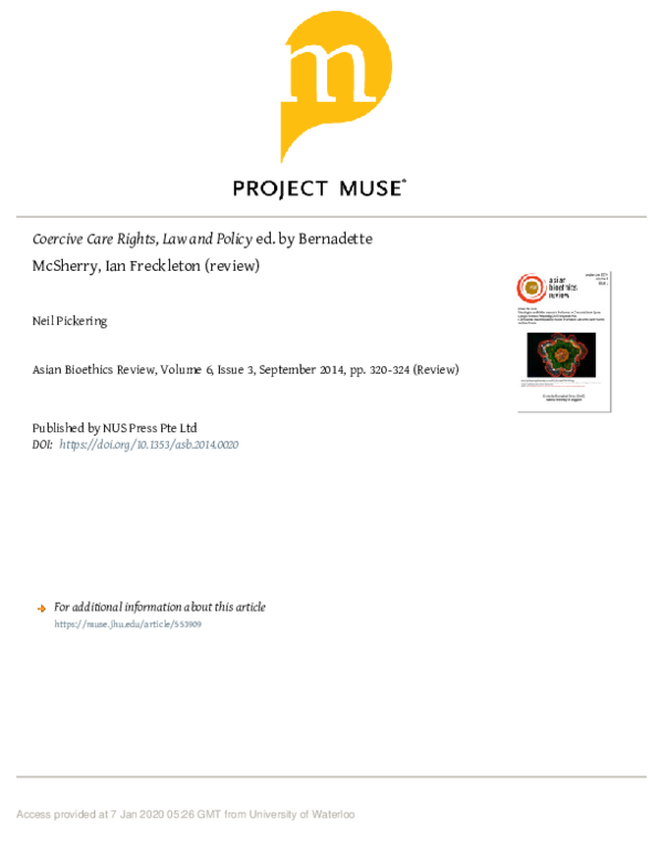 (PDF) Coercive Care Rights, Law and Policy ed. by Bernadette McSherry ...