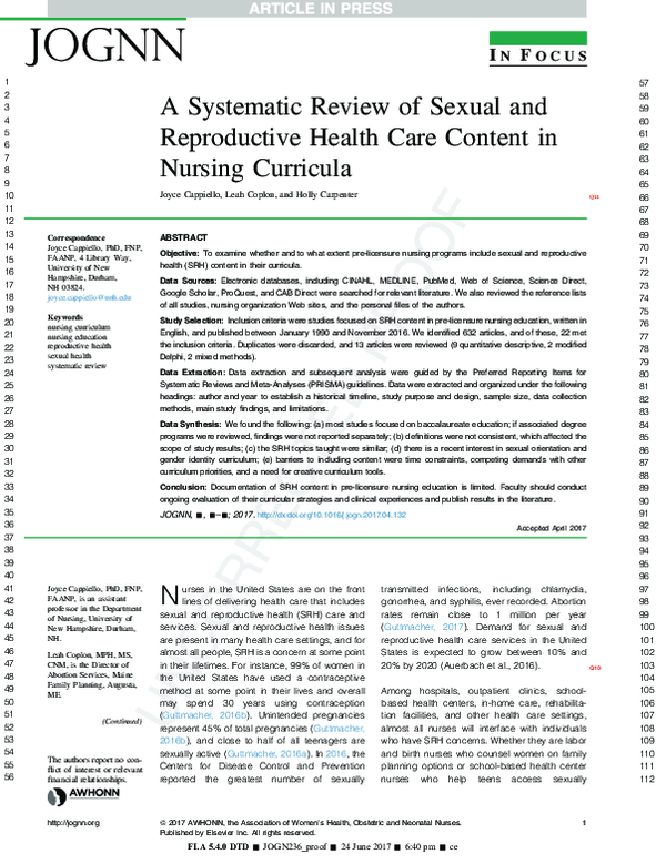 (PDF) Systematic Review of Sexual and Reproductive Health Care Content ...