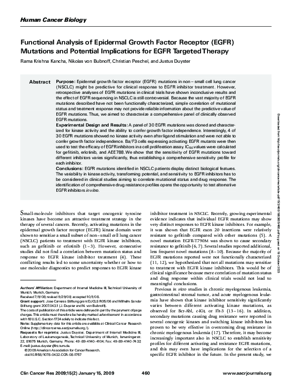 (PDF) Functional Analysis of Epidermal Growth Factor Receptor (EGFR ...