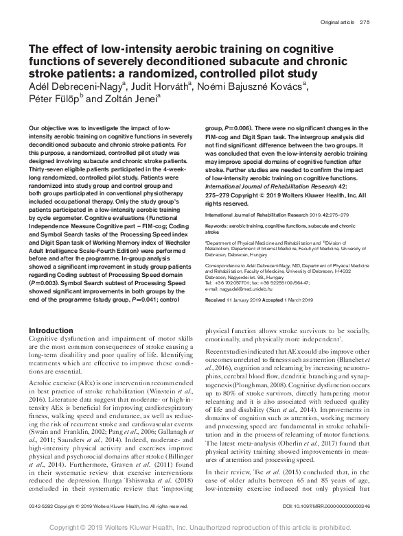 (PDF) The effect of low-intensity aerobic training on cognitive ...