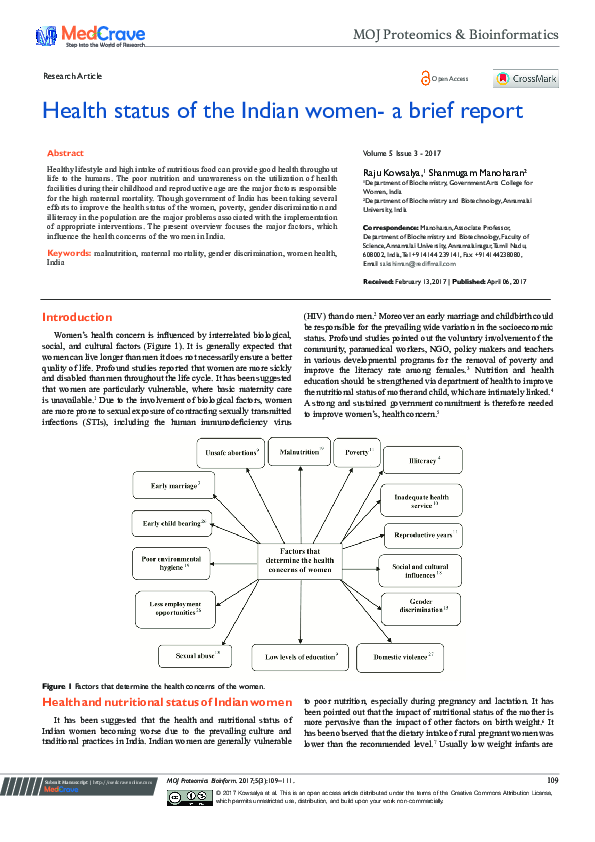 (PDF) Health Status of the Indian Women - A Brief Report