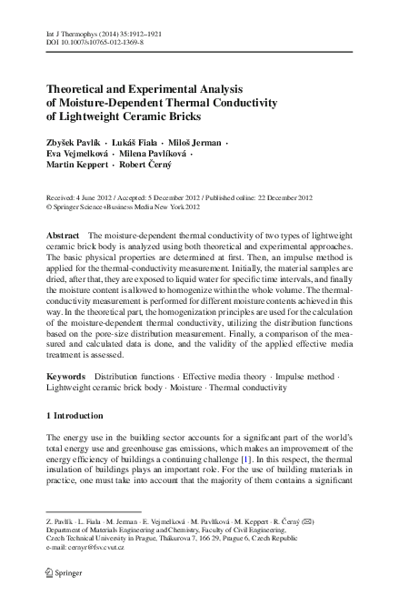 (PDF) Theoretical and Experimental Analysis of Moisture-Dependent ...