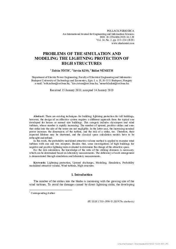 (PDF) Problems of the simulation and modeling the lightning protection ...