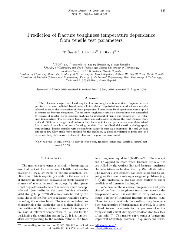 (PDF) Prediction of fracture toughness temperature dependance from ...