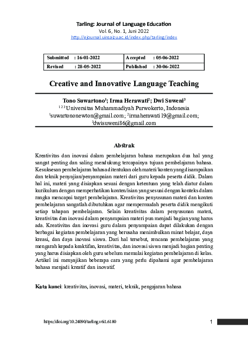 (PDF) Creative and Innovative Language Teaching