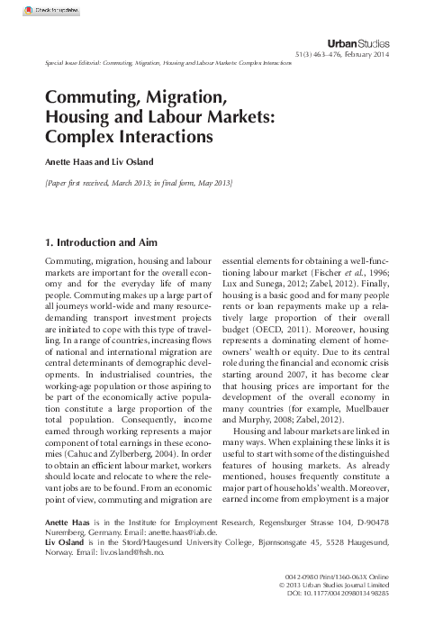 (PDF) Commuting, Migration, Housing and Labour Markets: Complex ...