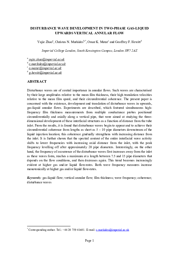 (PDF) Disturbance wave development in two-phase gas–liquid upwards ...
