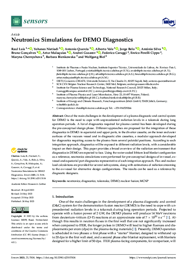 (PDF) Neutronics Simulations for DEMO Diagnostics