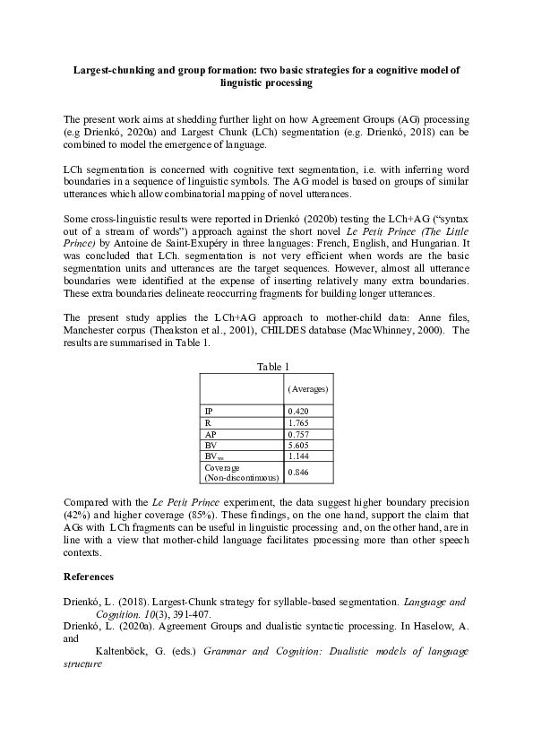 (DOC) Largest-chunking and group formation: two basic strategies for a ...