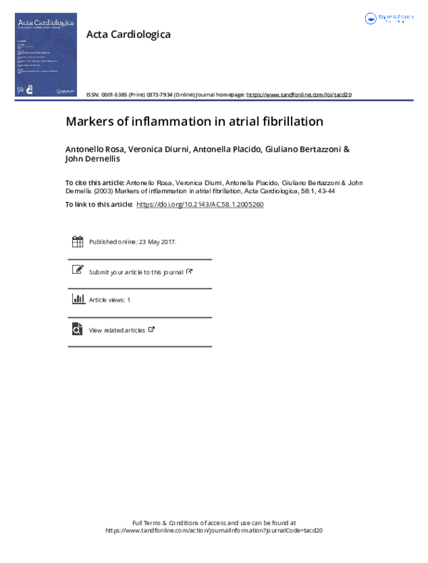 (PDF) Markers of inflammation in atrial fibrillation