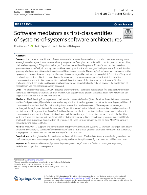 (PDF) Software mediators as first-class entities of systems-of-systems ...