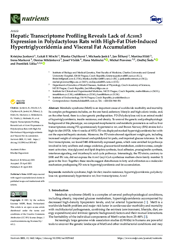 (PDF) Hepatic Transcriptome Profiling Reveals Lack of Acsm3 Expression ...