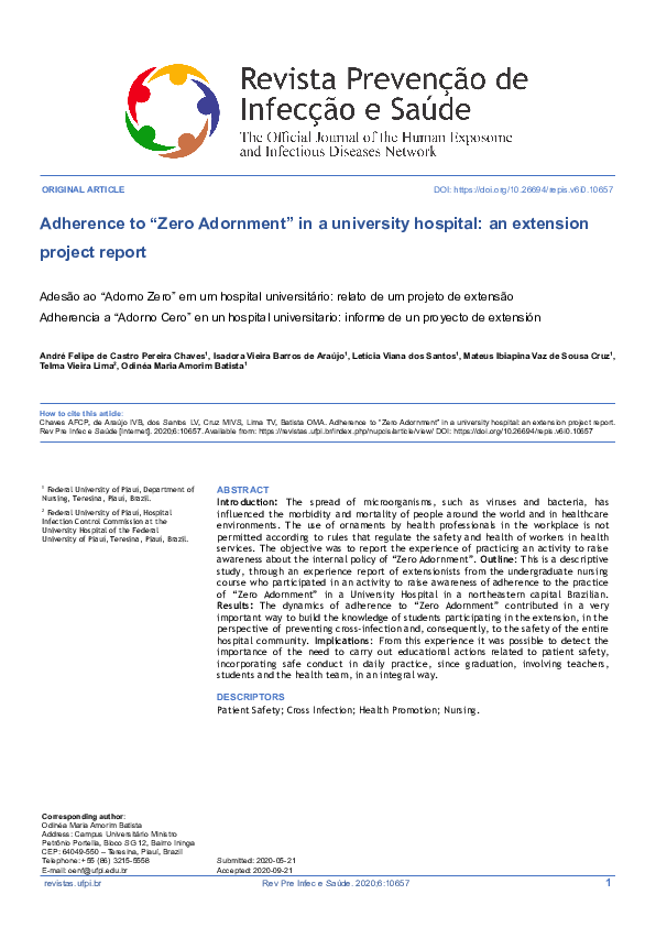 (PDF) Adherence to “Zero Adornment” in a University Hospital: An ...