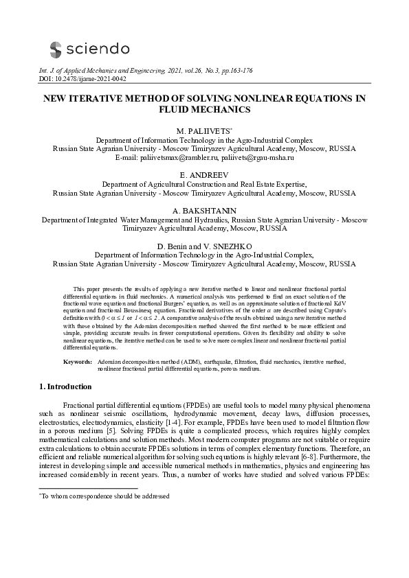 (PDF) New Iterative Method of Solving Nonlinear Equations in Fluid ...