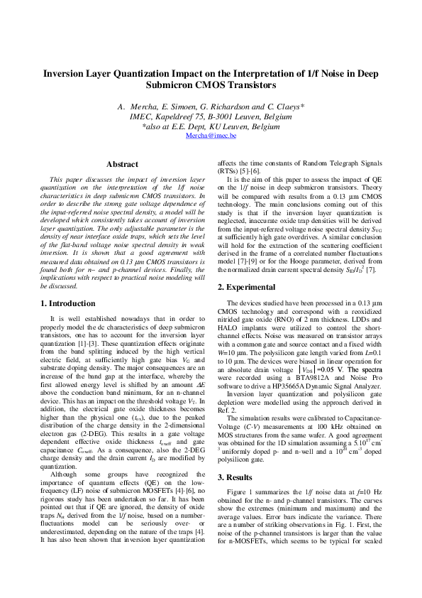 (PDF) Inversion Layer Quantization Impact on the Interpretation of 1/f ...