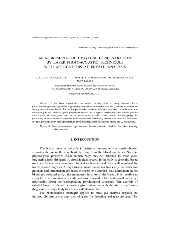 (PDF) Measurements of Ethylene Concentration by Laser Photoacoustic