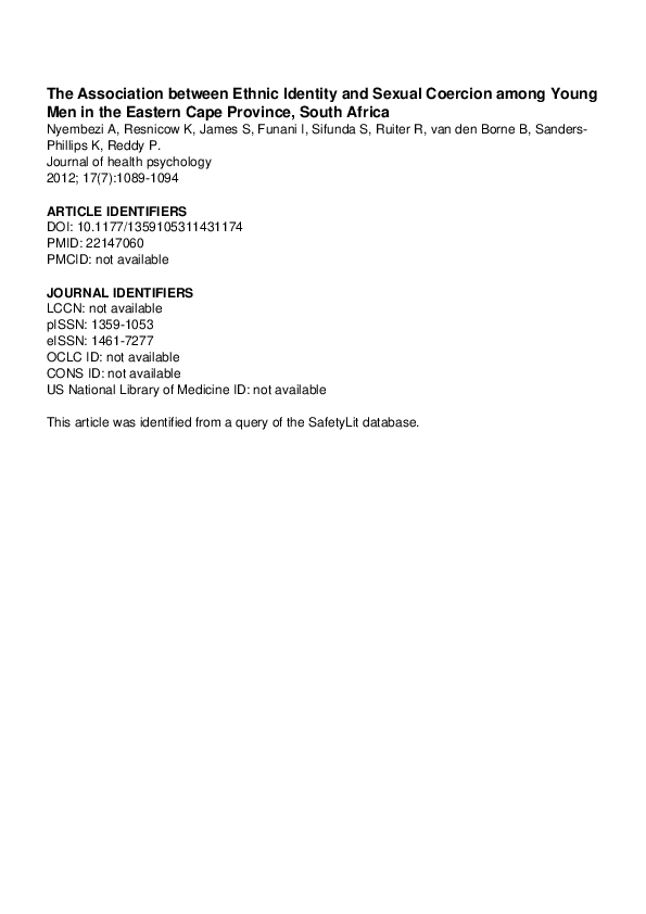 (PDF) The association between ethnic identity and sexual coercion among ...