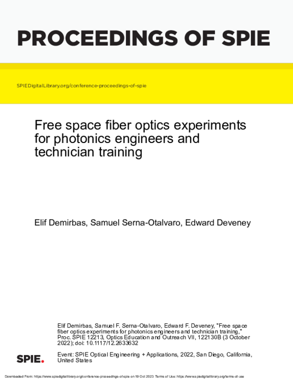 (PDF) Free space fiber optics experiments for photonics engineers and ...