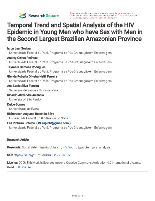 (PDF) Temporal Trend and Spatial Analysis of the HIV Epidemic in Young ...