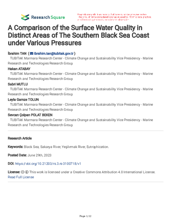 (PDF) A Comparison of the Surface Water Quality in Distinct Areas of ...
