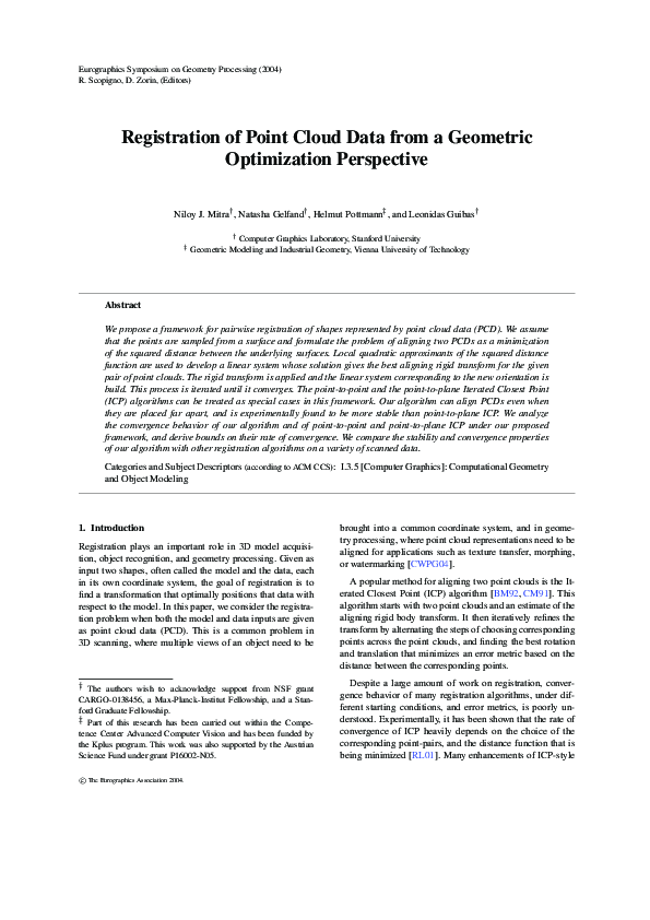 (PDF) Registration of point cloud data from a geometric optimization ...