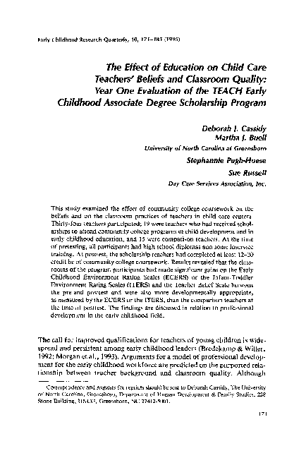 (PDF) The effect of education on child care teachers' beliefs and ...