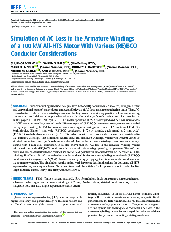 (PDF) Simulation of AC Loss in the Armature Windings of a 100 kW All ...