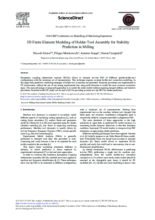 (PDF) 3D Finite Element Modeling of Holder-Tool Assembly for Stability ...