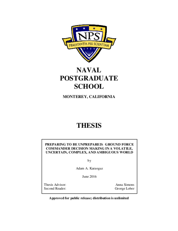 (PDF) Preparing to be Unprepared: Ground Force Commander Decision ...