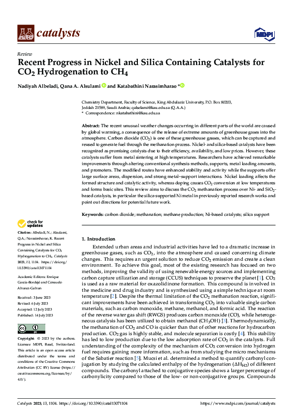 (PDF) Recent Progress in Nickel and Silica Containing Catalysts for CO2 ...