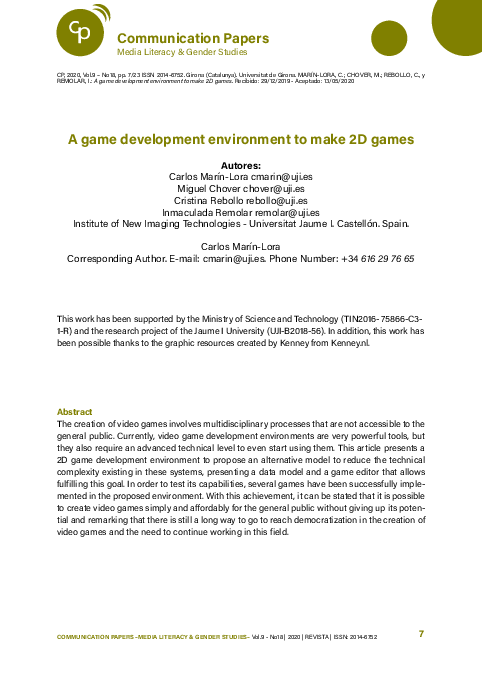 (PDF) A game development environment to make 2D games