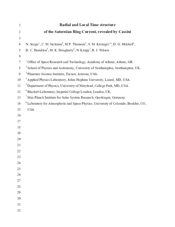 (PDF) Radial and local time structure of the Saturnian ring current ...