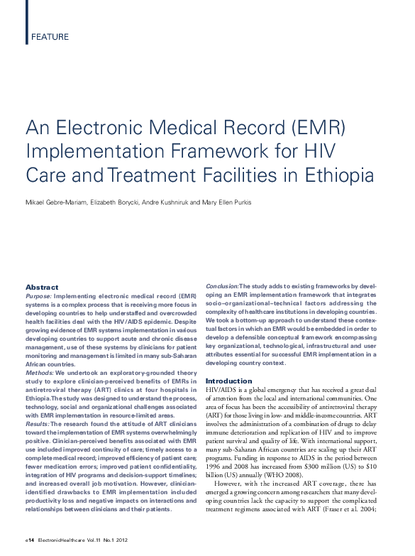 (PDF) An Electronic Medical Record (EMR) Implementation Framework for ...