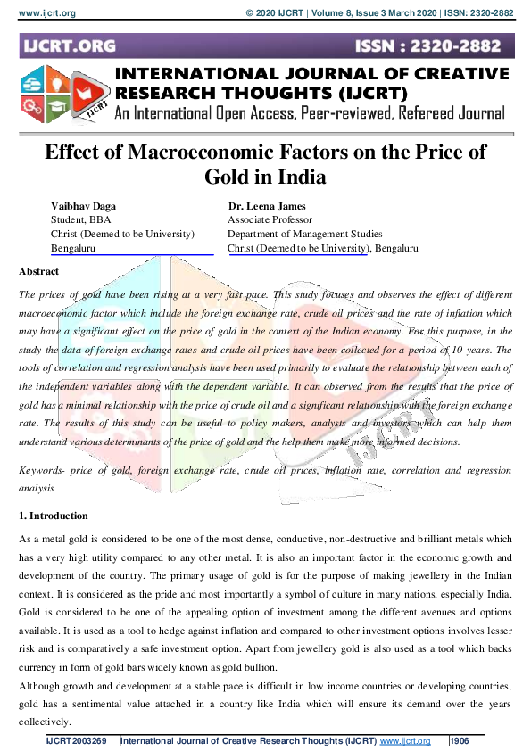 (PDF) Effect of Macroeconomic Factors on the Price of Gold in India