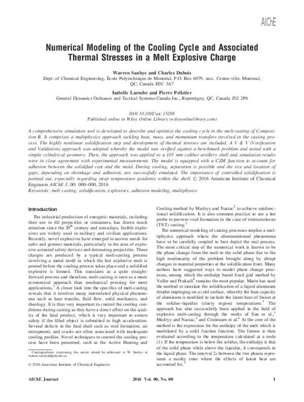 (PDF) Numerical modeling of the cooling cycle and associated thermal ...