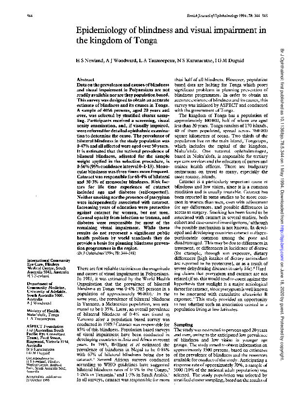 (PDF) Epidemiology of blindness and visual impairment in the kingdom of ...