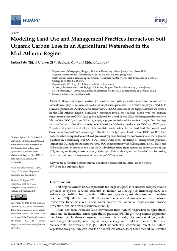 (PDF) Modeling Land Use and Management Practices Impacts on Soil ...