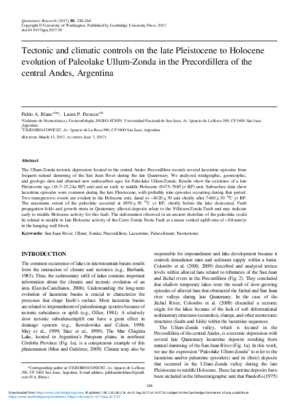(PDF) Tectonic and climatic controls on the late Pleistocene to ...