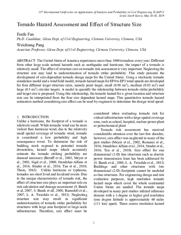 (PDF) Tornado Hazard Analysis and Effect of Structure Size