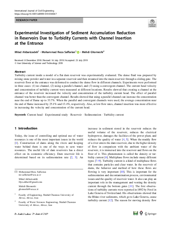 (PDF) Experimental Investigation of Sediment Accumulation Reduction in ...
