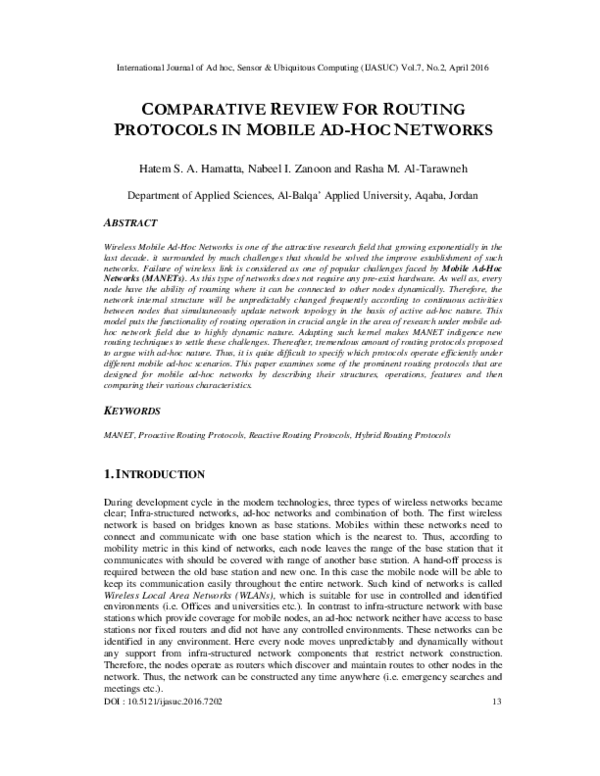 (PDF) Comparative Review for Routing Protocols in Mobile Ad-Hoc Networks