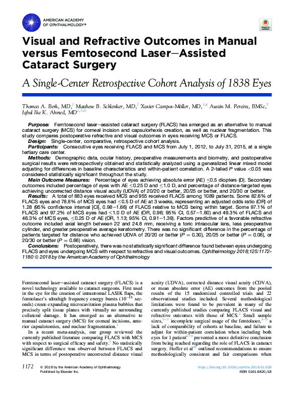 (PDF) Fuchs Endothelial Corneal Dystrophy Is Femtosecond Laser