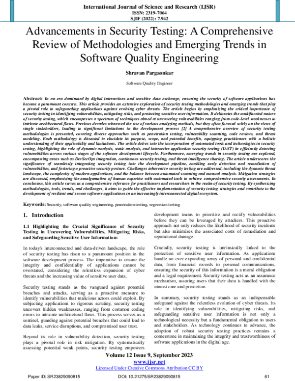 (PDF) Advancements in Security Testing: A Comprehensive Review of ...
