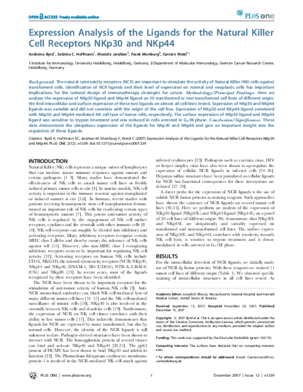 (PDF) Expression Analysis of the Ligands for the Natural Killer Cell ...