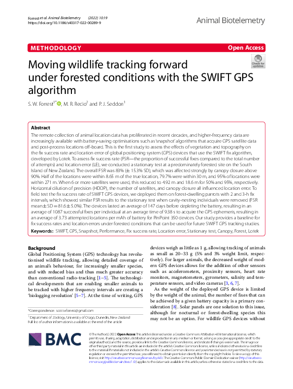 (PDF) Moving wildlife tracking forward under forested conditions with ...
