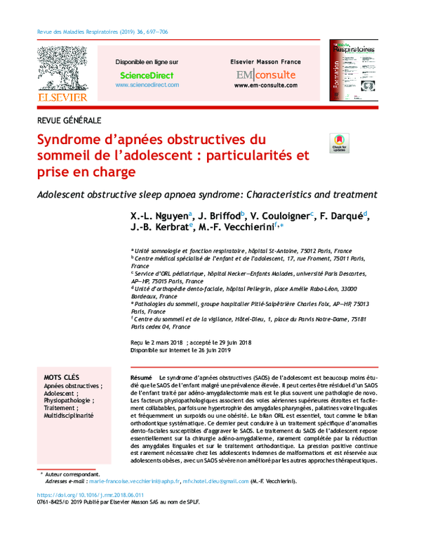 (PDF) Syndrome d’apnées obstructives du sommeil de l’adolescent ...