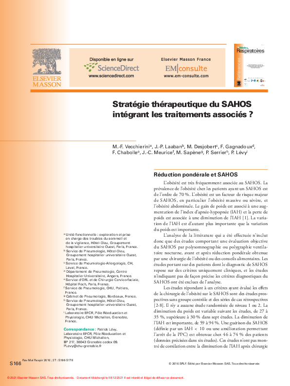 (PDF) Stratégie thérapeutique du SAHOS intégrant les traitements associés