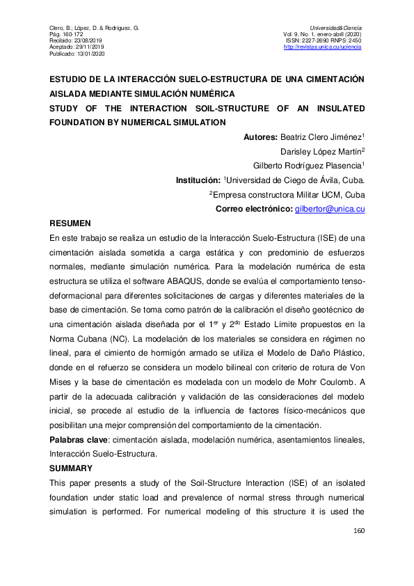 (PDF) Estudio De La Interacción Suelo-Estructura De Una Cimentación ...