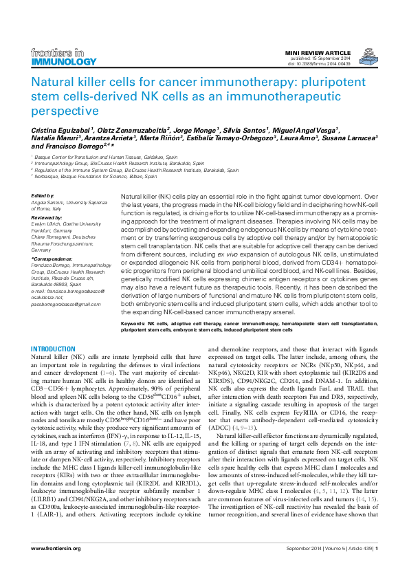 (PDF) Natural Killer Cells for Cancer Immunotherapy